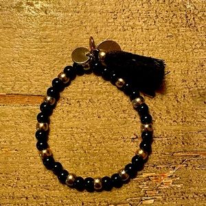 Jcrew elastic beaded bracelet with tassel